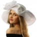 Summer Kentucky Derby Side Flip 7" Brim Layer Floppy Flower Feathers Hat  eb-53916244